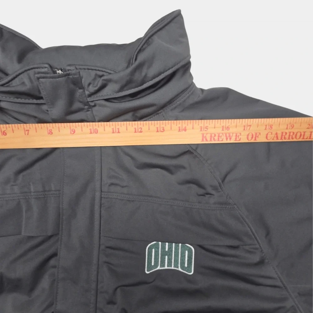 Ohio University Russell Athletic Rain Jacket Sz M Gray Hooded Windbreaker NWT